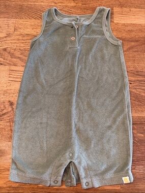 Rise Little Earthlings Sleeveless Terry Romper in Sage Green